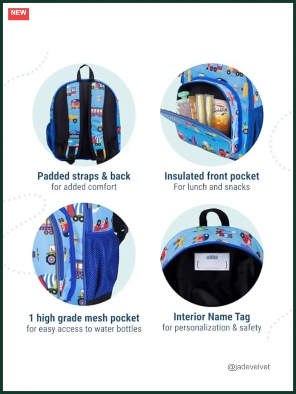 12 Inch Toddler Backpack for Boys/Girls, Insulated Front Pocket, Ages 3-7